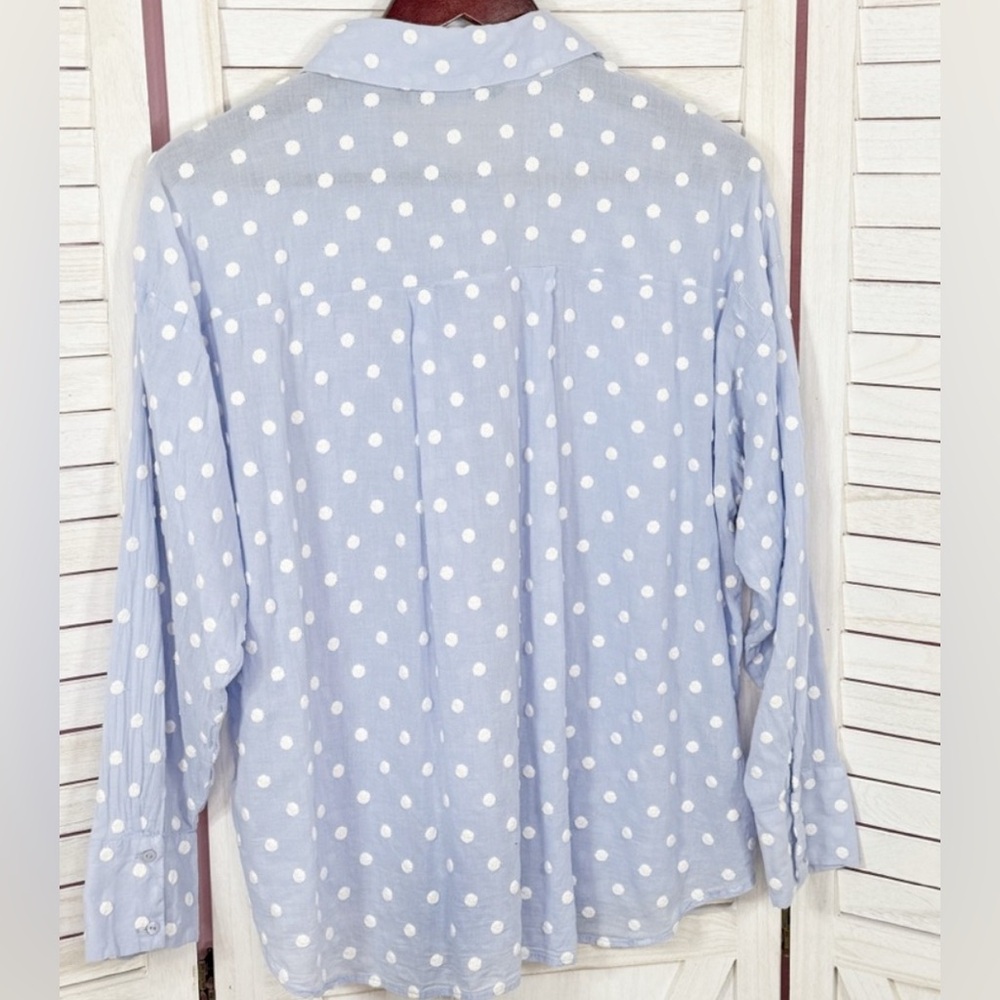 Zara Blue Polka Dot Shirt Size Medium - Picture 5 of 7